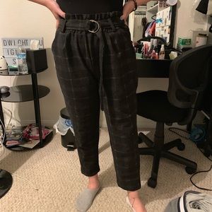 Paperbag plaid pants